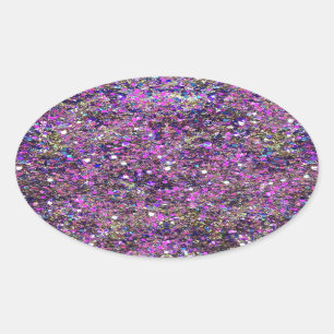 Trendiges blau rosa goldenes Glitter-Leer-Template Ovaler Aufkleber