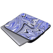 Trendiges blaues Marmor-Swirbelmuster Laptopschutzhülle (Vorne Knopf)