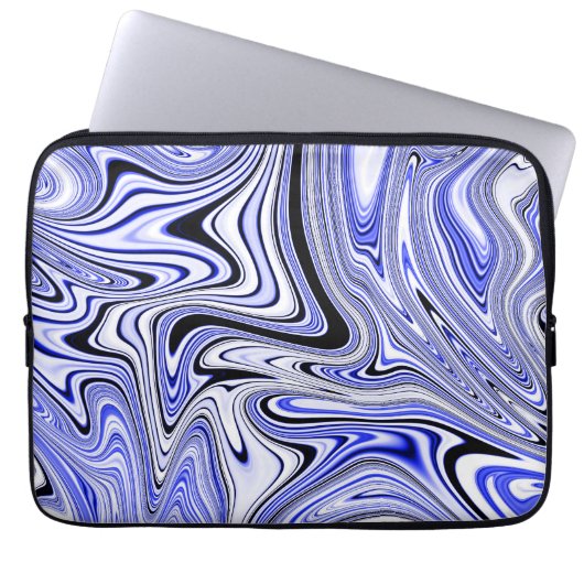 Trendiges blaues Marmor-Swirbelmuster Laptopschutzhülle (Vorderseite)