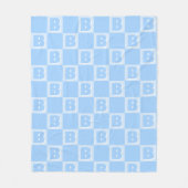Trendiges blaues Monogramm Anfangs kariert Fleecedecke (Vorderseite)