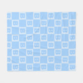 Trendiges blaues Monogramm Anfangs kariert Fleecedecke (Vorderseite (Horizontal))
