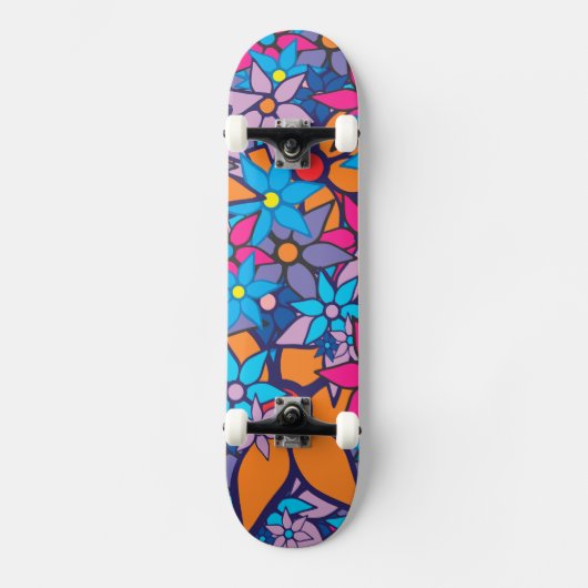 Trendiges Blumenmuster #4 Skateboard (Vorderseite)