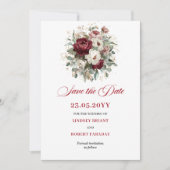 Trendiges Blush-Burgund-Grün Save The Date (Vorderseite)
