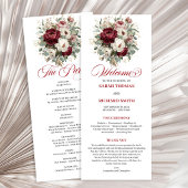 Trendiges Blush-Burgunder-Grün-Hochzeitsprogramm Programm