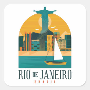 Trendiges Brasilien Stadt Rio de Janeiro Vintage Quadratischer Aufkleber