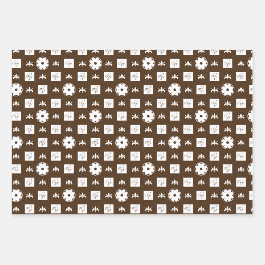 Trendiges braunes und weißes gekreuztes Muster Geschenkpapier Set (Vorderseite 2)