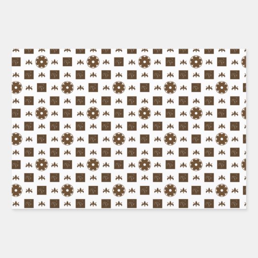 Trendiges braunes und weißes gekreuztes Muster Geschenkpapier Set (Vorderseite)