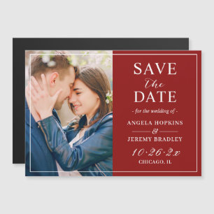 Trendiges Burgunderrotes Foto Save the Date Magnet