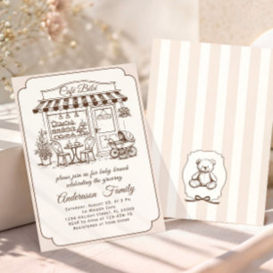 Trendiges Café Bebe Französische Coffeeshop Baby S Einladung