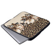 Trendiges Cheetah-Muster mit 3D-Blumengrafik-Lapto Laptopschutzhülle (Vorne Knopf)