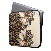 Trendiges Cheetah-Muster mit 3D-Blumengrafik-Lapto Laptopschutzhülle (Vorderseite Links)