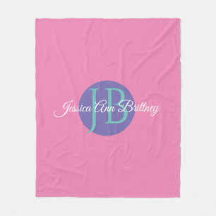 Trendiges Design - Name und Monogramm des Kindes p Fleecedecke