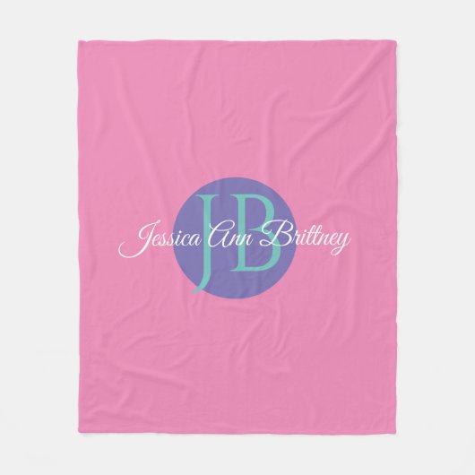Trendiges Design - Name und Monogramm des Kindes p Fleecedecke (Vorderseite)