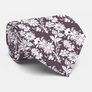 Trendiges Dunkel-Mauve-Lila-Blumenmuster für Herre Krawatte