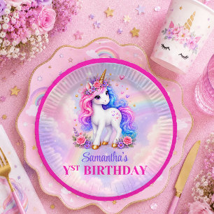 Trendiges Einhorn Magischer Tag Mädchen Geburtstag Pappteller