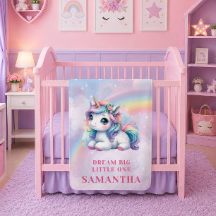 Trendiges Einhorn Rosa Lila Babydecke Geburtstag Fleecedecke