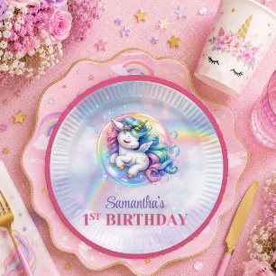 Trendiges Einhorn Rosa Lila Mädchen Geburtstag Pap Pappteller