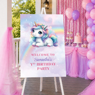 Trendiges Einhorn Rosa Lila Mädchen Geburtstags Wi Poster