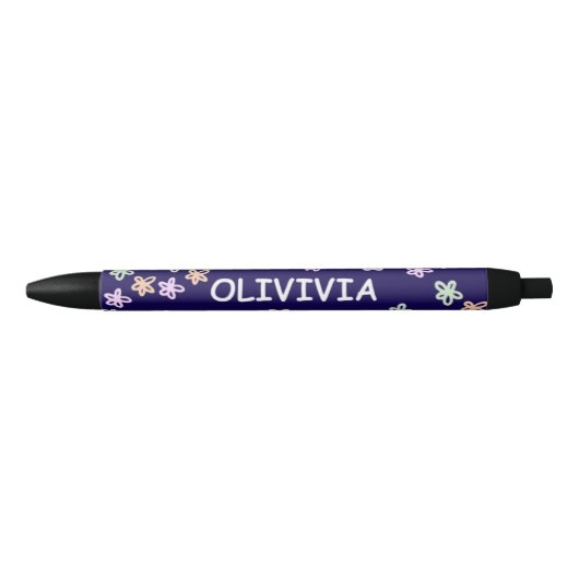 Trendiges Elegantes Blaues Blumenmuster Stift (Vorderseite)