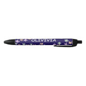 Trendiges Elegantes Blaues Blumenmuster Stift (Unterseite)
