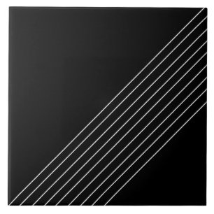 Trendiges Elegantes Diagonales Muster auf Schwarz Fliese