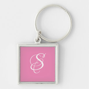 Trendiges Elegantes DIY-Schriftzug-Monogramm/Rosa Schlüsselanhänger