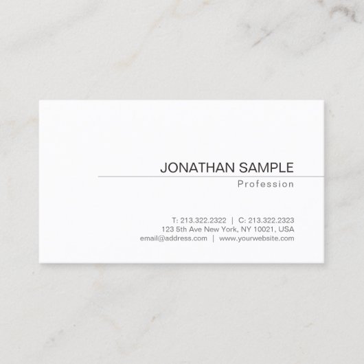 Trendiges Elegantes Minimalistisches Design Modern Visitenkarte (Vorderseite)