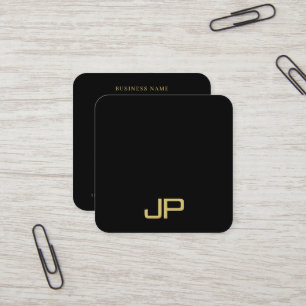 Trendiges Elegantes Template Monogramm Schwarz und Quadratische Visitenkarte