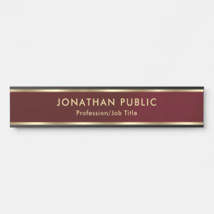 Trendiges Elegantes Template Schwarz & Gold Text L Türschild