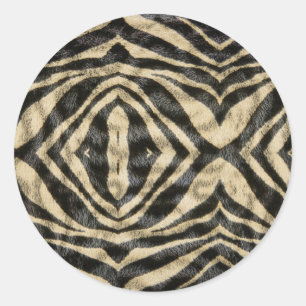 Trendiges exotisches Zebrafell-Muster-Tierdruck-Mu Runder Aufkleber