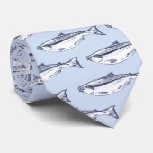 Trendiges Fischmuster Blau Krawatte (Gerollt)
