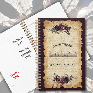 Trendiges florales Trompeten-Probenplan-Notizbuch Planer