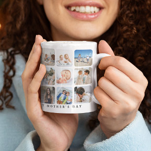 Trendiges Fotocollage 'Frohen Muttertag' Geschenk Kaffeetasse