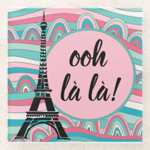 Trendiges Französisch Ooh la la! Eiffelturm Rosa & Glasuntersetzer