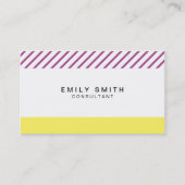 Trendiges Gelb und Lila Streifen Social Media Visitenkarte (Vorderseite)