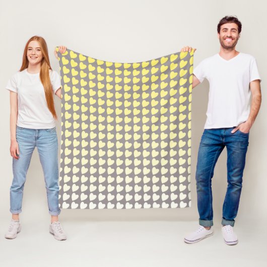 Trendiges gelbes und graues Herzdesign Fleecedecke (Beispiel)
