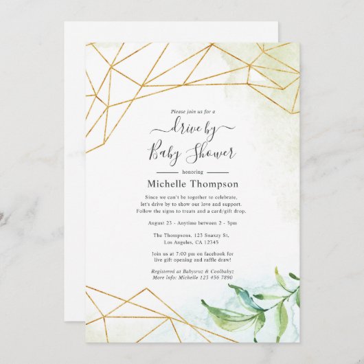 Trendiges geometrisches Wasserfarbenantrieb mit Du Einladung (Vorne/Hinten)