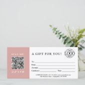 Trendiges Geschenkgutschein | Firmenlogo & QR-Code (Stehend Vorderseite)