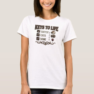 Trendiges Gold COFFEE THEN WINE Kunstkomposition T-Shirt