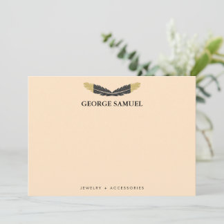 Trendiges Gold getauchtes Boho-Feder-Designer-Rosa Mitteilungskarte