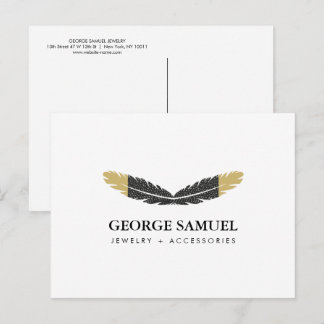 Trendiges Gold getauchtes Boho-Feder-Designer Weiß Postkarte