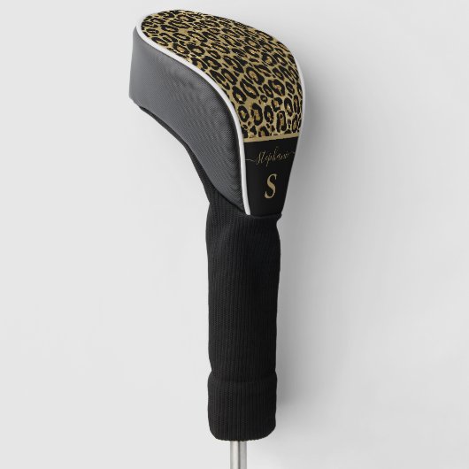 Trendiges Gold Glitzer Leopard Animal Print Monogr Golf Headcover (angewinkelt)