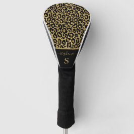 Trendiges Gold Glitzer Leopard Animal Print Monogr Golf Headcover