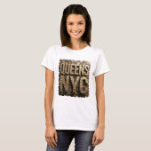 Trendiges Gold QUEENS NYC Statement-Design T-Shirt (Vorne ganz)