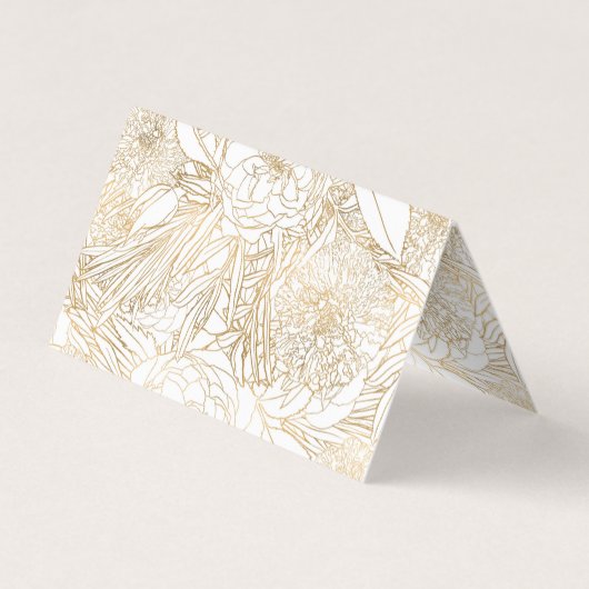 Trendiges Gold-Rose & Marigold-Blume Weißes Design Visitenkarten (Rückseite)