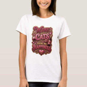 Trendiges Gold WINE AND CATS BRING ME HAPPINESS Dr T-Shirt
