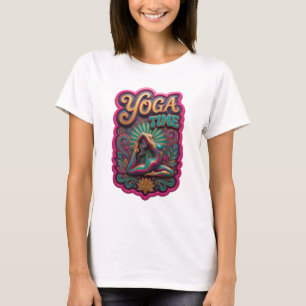 Trendiges Gold YOGA TIME Textdesign T-Shirt