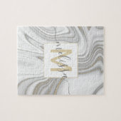 Trendiges Goldbarren-Glitzer glänzt Marmorname Mon Puzzle (Horizontal)