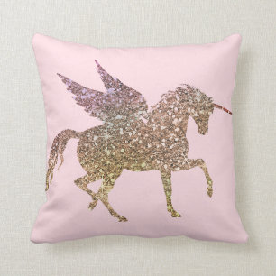 Trendiges goldenes Glitter Funkel Einhorn Pegasus  Kissen