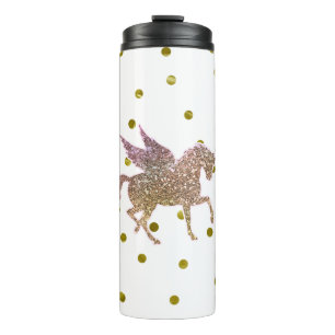 Trendiges goldenes Glitter Funkel Einhorn Pegasus  Thermosbecher